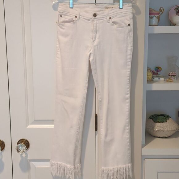 PISTOLA Tallis White Mid Rise Frayed Denim Jeans - Picture 6 of 11